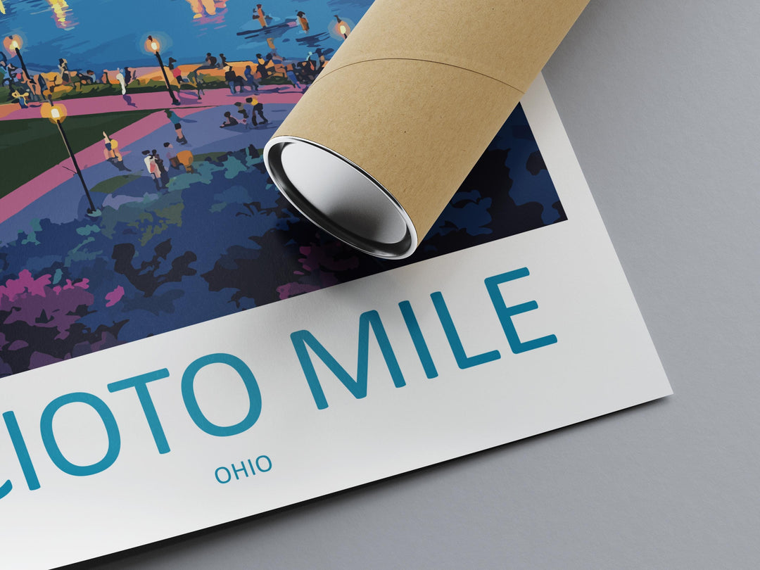 Scioto Mile Travel Print Scioto Mile Wall Decor Ohio Scioto Mile Art Scioto Mile Wall Art Ohio Poster Gift for Urban Park Lovers