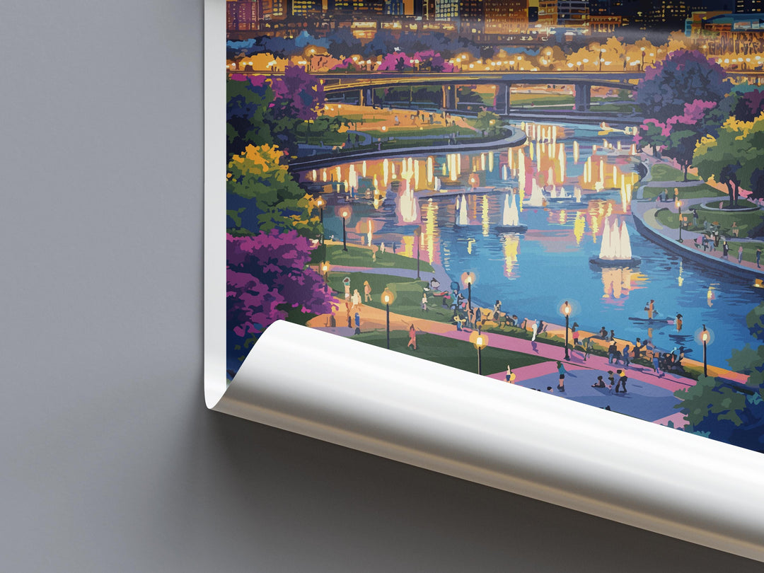 Scioto Mile Travel Print Scioto Mile Wall Decor Ohio Scioto Mile Art Scioto Mile Wall Art Ohio Poster Gift for Urban Park Lovers