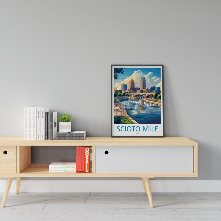 Scioto Mile Travel Print Scioto Mile Wall Decor Ohio Scioto Mile Art Scioto Mile Wall Art Ohio Poster Gift for Urban Park Lovers