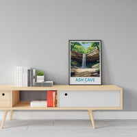 Ash Cave Travel Print Ash Cave Wall Decor Ohio Ash Cave Art Ash Cave Wall Art Ohio Poster Gift for Nature and Cave Explorers Ash Cave Gift