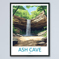 Ash Cave Travel Print Ash Cave Wall Decor Ohio Ash Cave Art Ash Cave Wall Art Ohio Poster Gift for Nature and Cave Explorers Ash Cave Gift