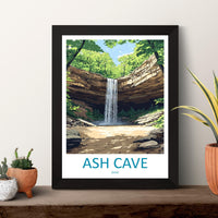 Ash Cave Travel Print Ash Cave Wall Decor Ohio Ash Cave Art Ash Cave Wall Art Ohio Poster Gift for Nature and Cave Explorers Ash Cave Gift