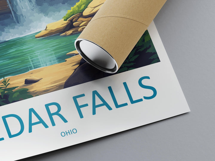 Cedar Falls Travel Print Cedar Falls Wall Decor Ohio Cedar Falls Art Cedar Falls Wall Art Ohio Poster Gift Cedar Falls Poster Ohio Travel