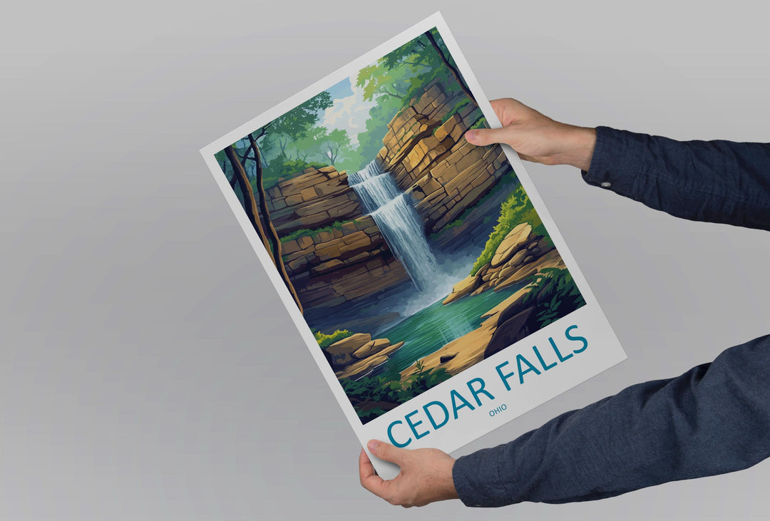 Cedar Falls Travel Print Cedar Falls Wall Decor Ohio Cedar Falls Art Cedar Falls Wall Art Ohio Poster Gift Cedar Falls Poster Ohio Travel
