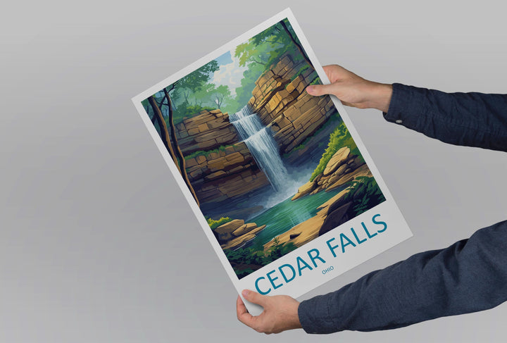 Cedar Falls Travel Print Cedar Falls Wall Decor Ohio Cedar Falls Art Cedar Falls Wall Art Ohio Poster Gift Cedar Falls Poster Ohio Travel