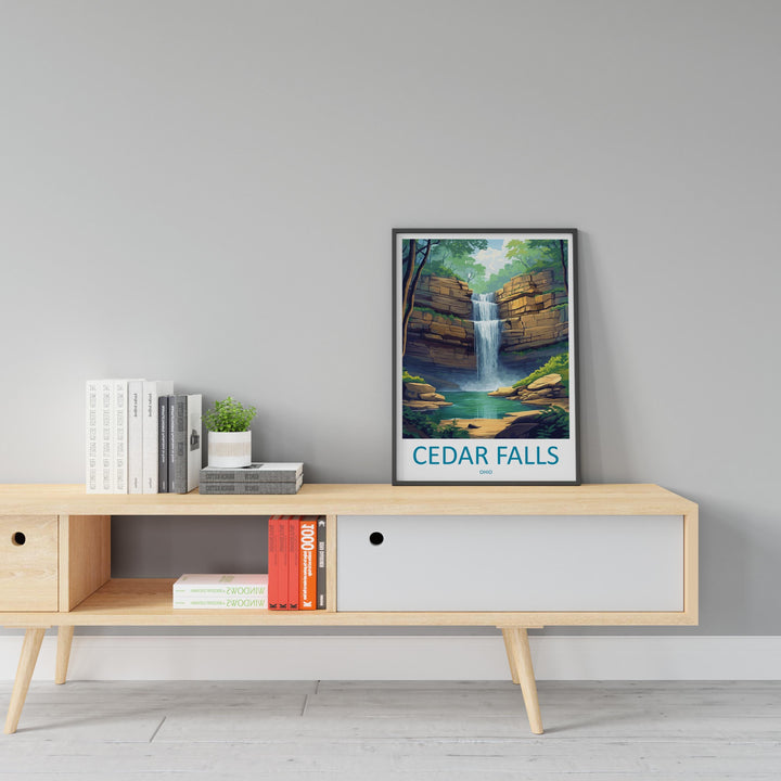 Cedar Falls Travel Print Cedar Falls Wall Decor Ohio Cedar Falls Art Cedar Falls Wall Art Ohio Poster Gift Cedar Falls Poster Ohio Travel