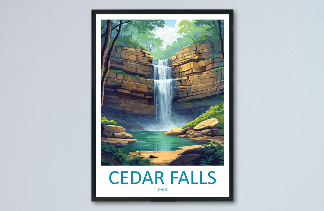 Cedar Falls Travel Print Cedar Falls Wall Decor Ohio Cedar Falls Art Cedar Falls Wall Art Ohio Poster Gift Cedar Falls Poster Ohio Travel