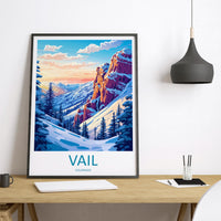 Vail Ski Resort Travel Print Wall Art Vail Ski Resort Wall Hanging Home Décor Vail Gift Art Lovers Ski Art Lover Gift Vail Print Skiing