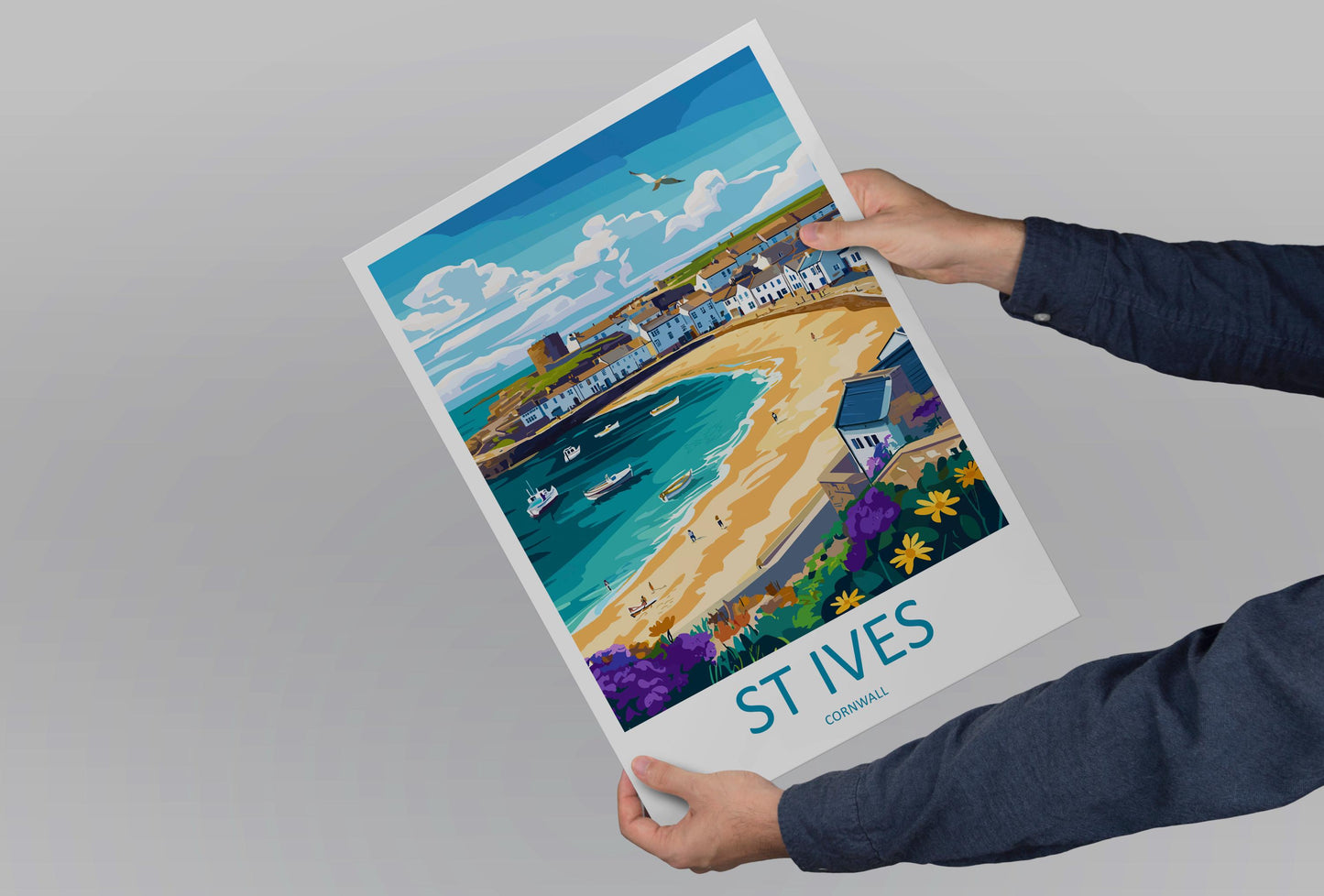 St Ives Travel Print Wall Art St Ives Wall Hanging Home Décor St Ives Gift Art Lovers Cornwall Art Lover Gift
