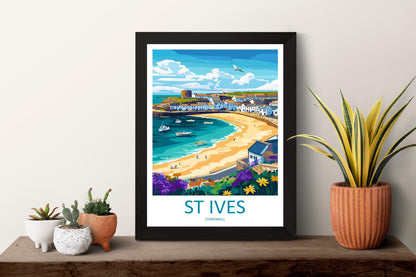St Ives Travel Print Wall Art St Ives Wall Hanging Home Décor St Ives Gift Art Lovers Cornwall Art Lover Gift