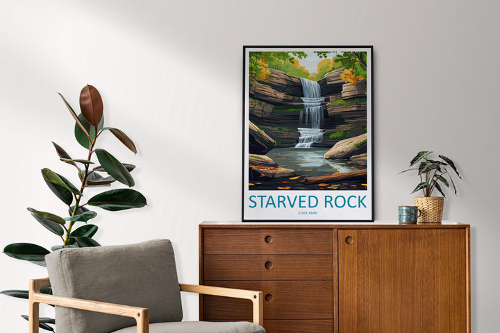 Starved Rock State Park Travel Print Starved Rock Wall Decor Illinois Starved Rock Art Starved Rock Wall Art Poster Gift Starved Rock Poster
