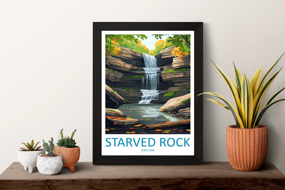 Starved Rock State Park Travel Print Starved Rock Wall Decor Illinois Starved Rock Art Starved Rock Wall Art Poster Gift Starved Rock Poster