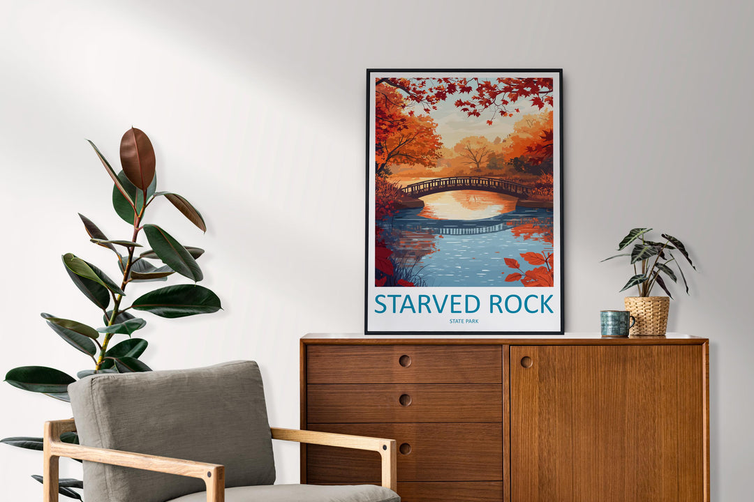 Starved Rock State Park Travel Print Starved Rock Wall Decor Illinois Starved Rock Art Starved Rock Wall Art Poster Gift Starved Rock Poster