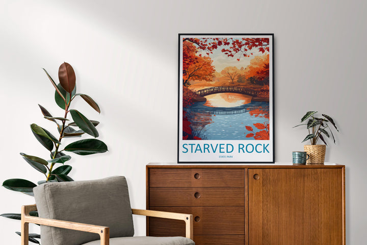 Starved Rock State Park Travel Print Starved Rock Wall Decor Illinois Starved Rock Art Starved Rock Wall Art Poster Gift Starved Rock Poster