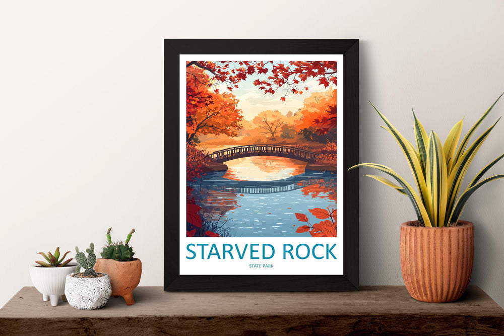 Starved Rock State Park Travel Print Starved Rock Wall Decor Illinois Starved Rock Art Starved Rock Wall Art Poster Gift Starved Rock Poster