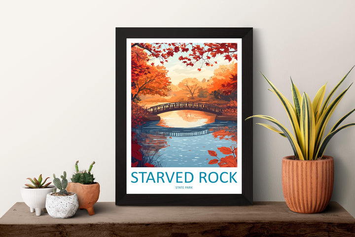 Starved Rock State Park Travel Print Starved Rock Wall Decor Illinois Starved Rock Art Starved Rock Wall Art Poster Gift Starved Rock Poster