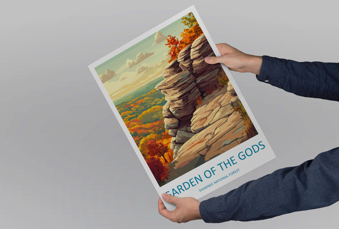 Garden of the Gods Travel Print Shawnee National Forest Wall Decor Illinois Garden of the Gods Art Shawnee Wall Art Poster Gift Illinois Art