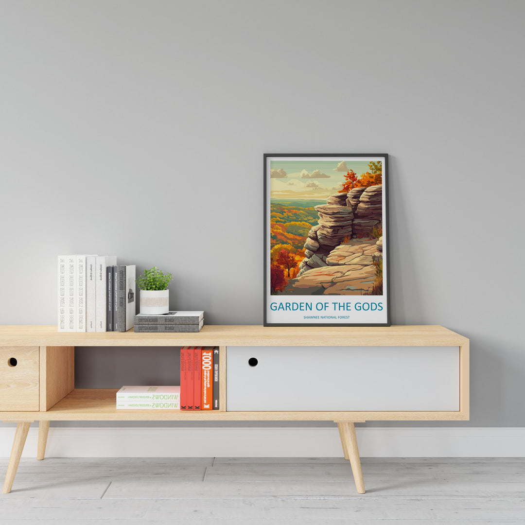 Garden of the Gods Travel Print Shawnee National Forest Wall Decor Illinois Garden of the Gods Art Shawnee Wall Art Poster Gift Illinois Art
