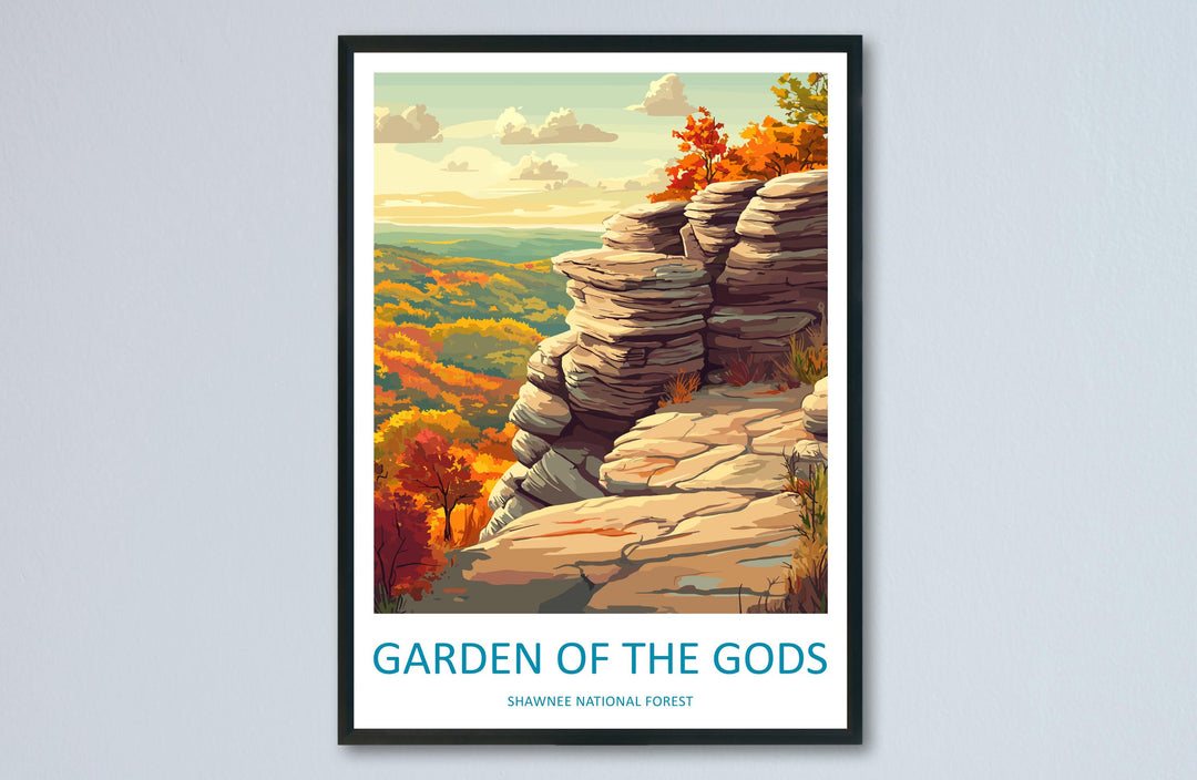 Garden of the Gods Travel Print Shawnee National Forest Wall Decor Illinois Garden of the Gods Art Shawnee Wall Art Poster Gift Illinois Art