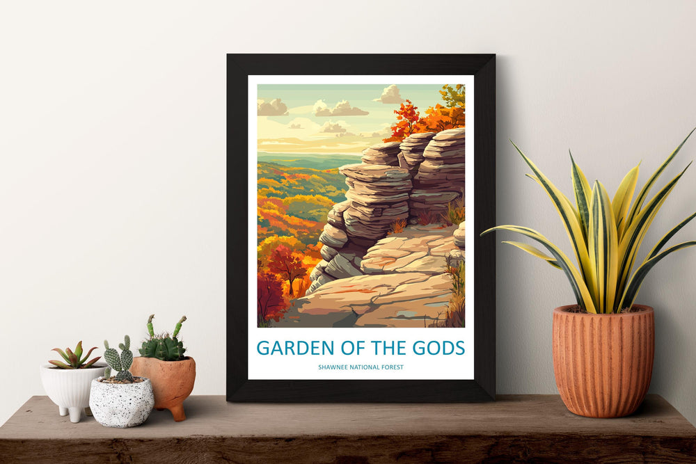 Garden of the Gods Travel Print Shawnee National Forest Wall Decor Illinois Garden of the Gods Art Shawnee Wall Art Poster Gift Illinois Art