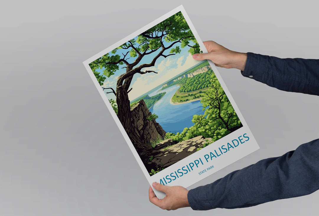 Mississippi Palisades State Park Travel Print Mississippi Palisades Wall Decor Illinois Mississippi Palisades Art Mississippi Palisades