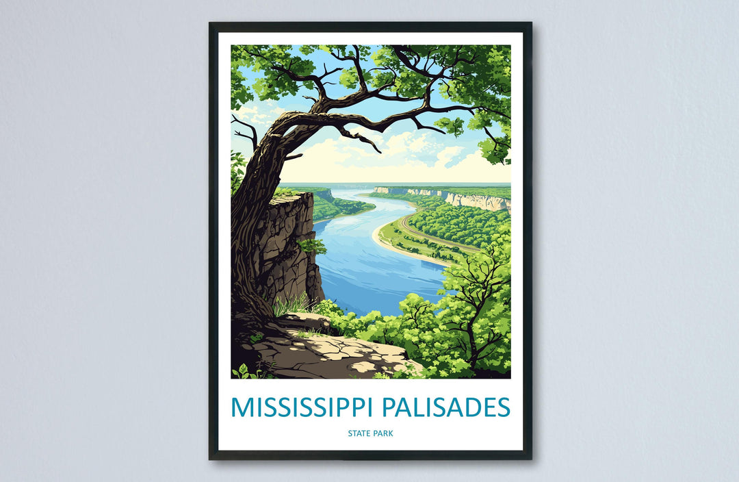 Mississippi Palisades State Park Travel Print Mississippi Palisades Wall Decor Illinois Mississippi Palisades Art Mississippi Palisades