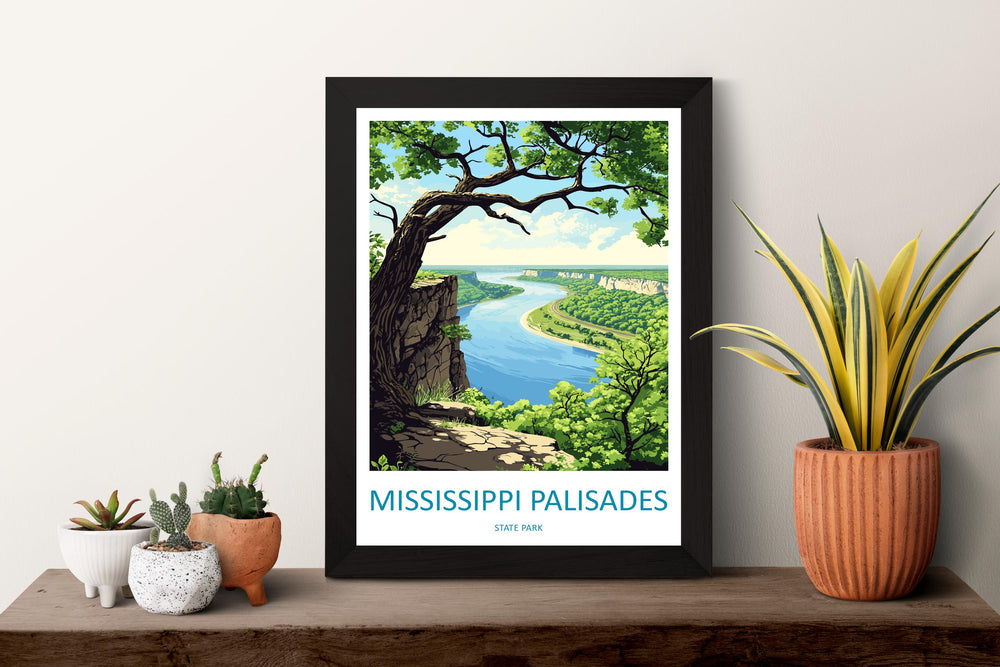 Mississippi Palisades State Park Travel Print Mississippi Palisades Wall Decor Illinois Mississippi Palisades Art Mississippi Palisades