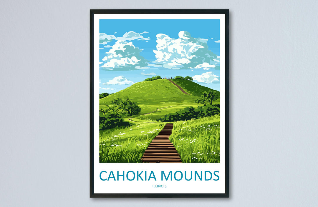 Cahokia Mounds Travel Print Cahokia Mounds Wall Decor Illinois Cahokia Mounds Art Cahokia Mounds Wall Art Poster Gift Cahokia Mounds Print