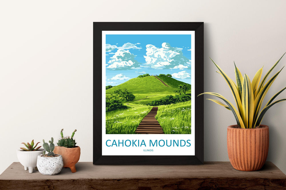 Cahokia Mounds Travel Print Cahokia Mounds Wall Decor Illinois Cahokia Mounds Art Cahokia Mounds Wall Art Poster Gift Cahokia Mounds Print
