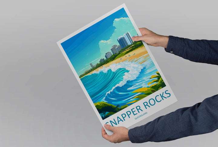Snapper Rocks Travel Print Snapper Rocks Wall Decor Australia Snapper Rocks Art Snapper Rocks Wall Art Queensland Poster Gift for Surf Lover
