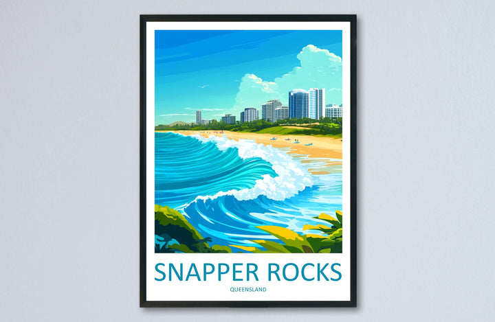 Snapper Rocks Travel Print Snapper Rocks Wall Decor Australia Snapper Rocks Art Snapper Rocks Wall Art Queensland Poster Gift for Surf Lover