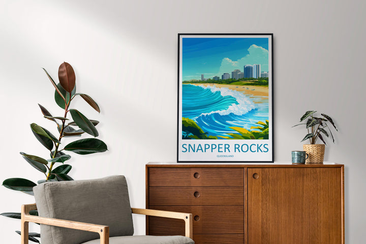 Snapper Rocks Travel Print Snapper Rocks Wall Decor Australia Snapper Rocks Art Snapper Rocks Wall Art Queensland Poster Gift for Surf Lover