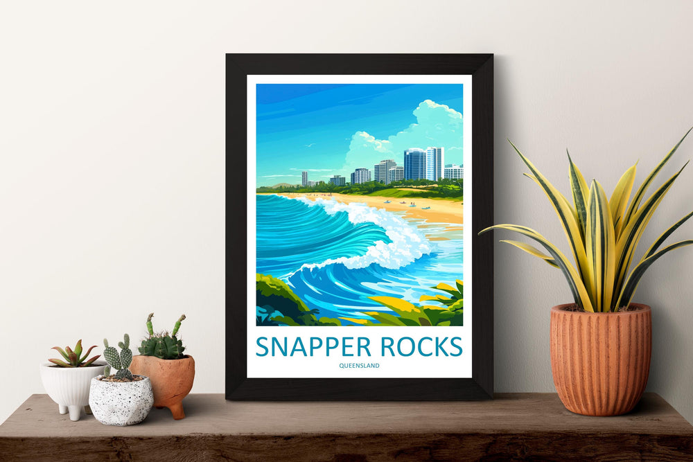 Snapper Rocks Travel Print Snapper Rocks Wall Decor Australia Snapper Rocks Art Snapper Rocks Wall Art Queensland Poster Gift for Surf Lover