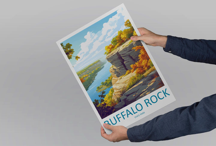 Buffalo Rock State Park Travel Print Buffalo Rock Wall Decor Illinois Buffalo Rock Art Buffalo Rock Wall Art Illinois Poster Gift Nature