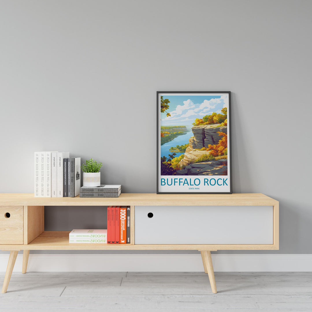 Buffalo Rock State Park Travel Print Buffalo Rock Wall Decor Illinois Buffalo Rock Art Buffalo Rock Wall Art Illinois Poster Gift Nature