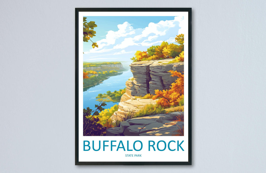Buffalo Rock State Park Travel Print Buffalo Rock Wall Decor Illinois Buffalo Rock Art Buffalo Rock Wall Art Illinois Poster Gift Nature