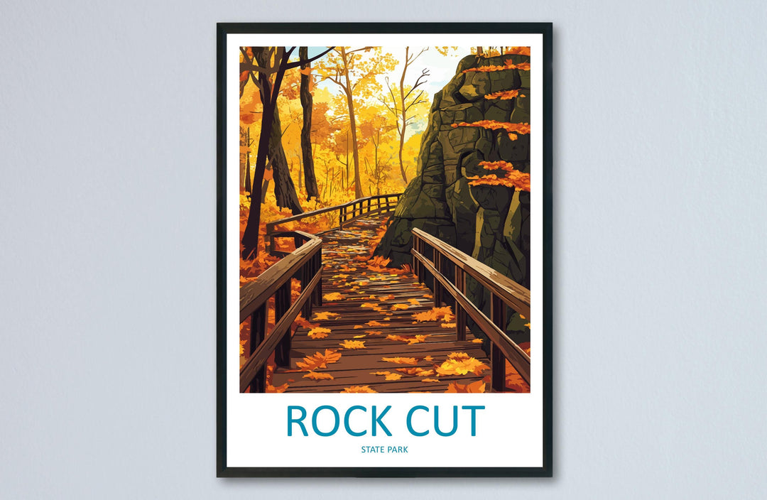 Rock Cut State Park Travel Print Rock Cut Wall Decor Illinois Rock Cut Art Rock Cut Wall Art Illinois Poster Gift for Nature and Outdoor