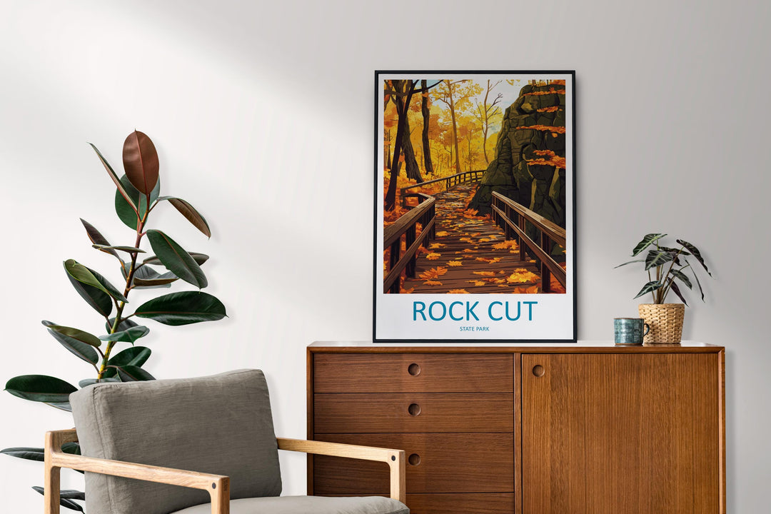Rock Cut State Park Travel Print Rock Cut Wall Decor Illinois Rock Cut Art Rock Cut Wall Art Illinois Poster Gift for Nature and Outdoor