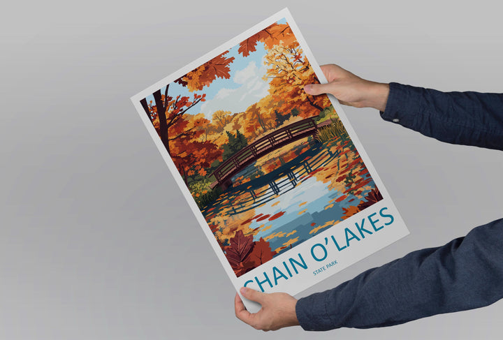 Chain O’Lakes State Park Travel Print Chain O’Lakes Wall Decor Illinois Chain O’Lakes Art Chain O’Lakes Wall Art Illinois Poster Gift