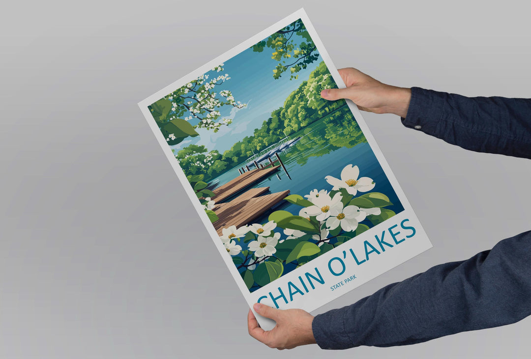 Chain O’Lakes State Park Travel Print Chain O’Lakes Wall Decor Illinois Chain O’Lakes Art Chain O’Lakes Wall Art Illinois Poster Gift