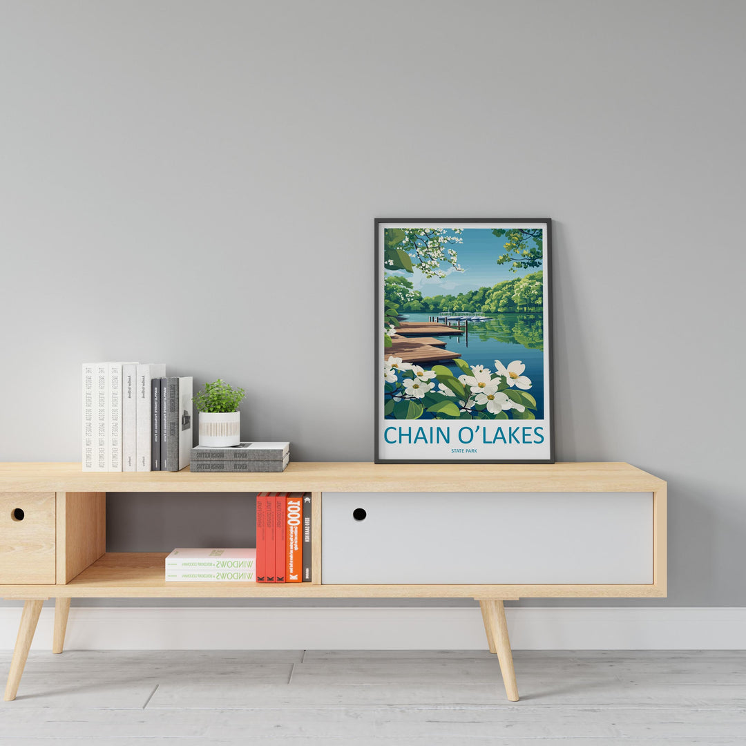 Chain O’Lakes State Park Travel Print Chain O’Lakes Wall Decor Illinois Chain O’Lakes Art Chain O’Lakes Wall Art Illinois Poster Gift