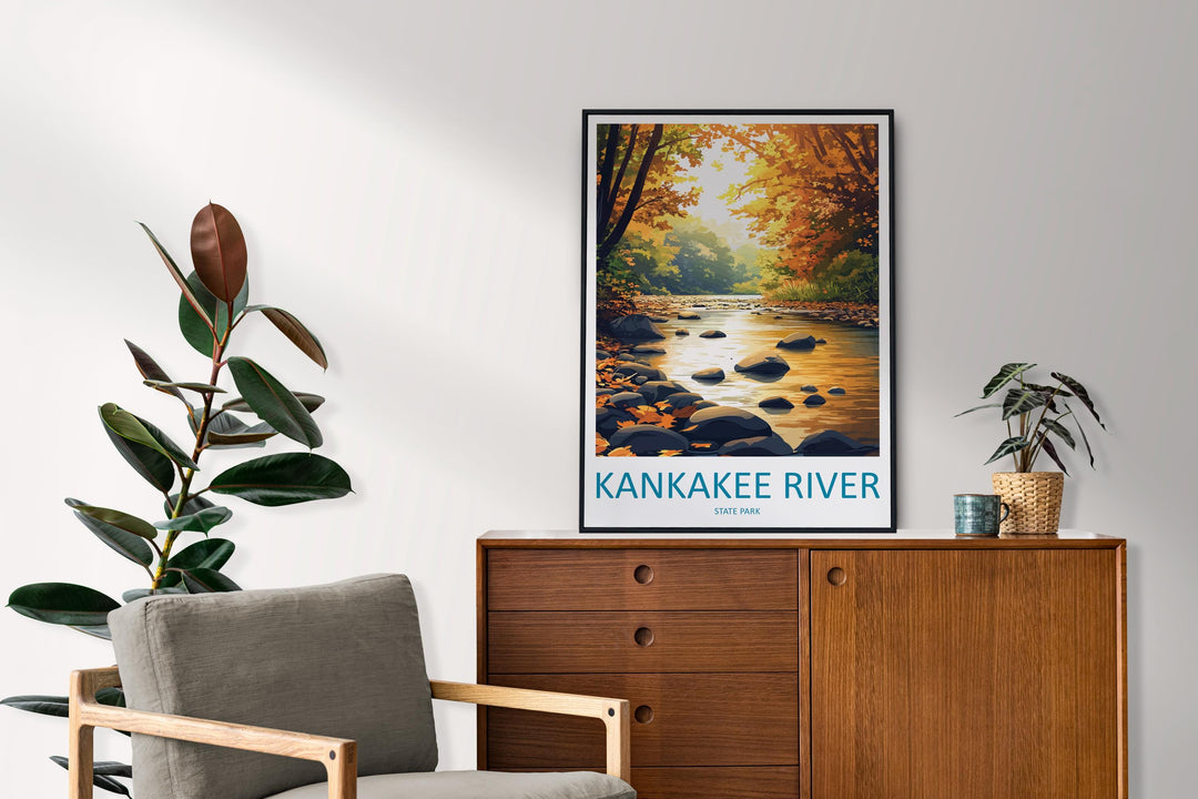 Kankakee River State Park Travel Print Kankakee River Wall Decor Illinois Kankakee River Art Kankakee River Wall Art Illinois Poster