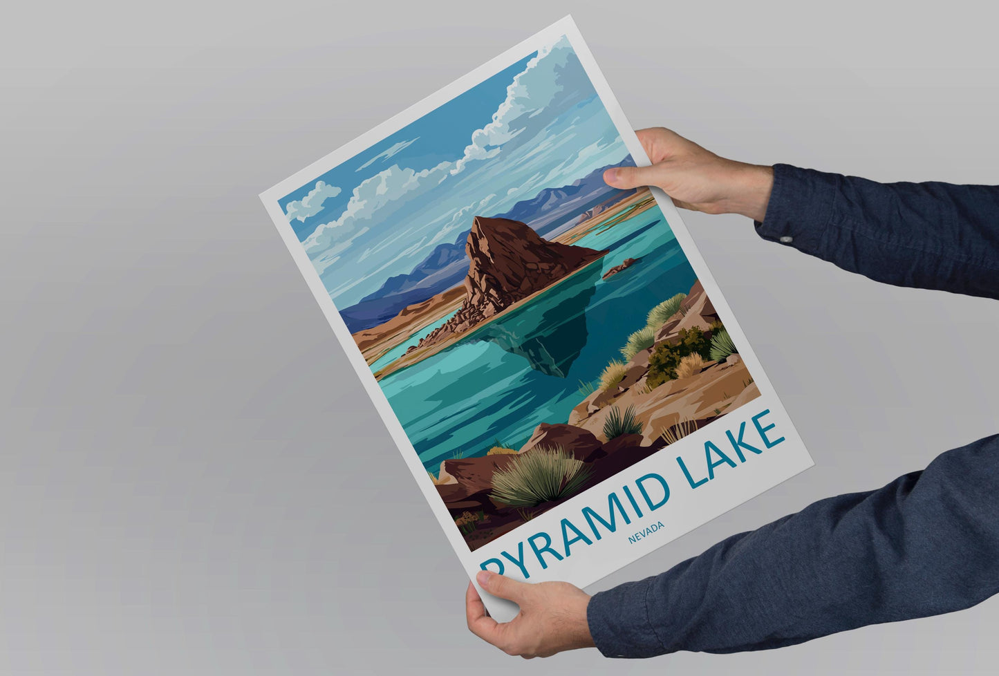 Pyramid Lake Travel Print Pyramid Lake Wall Decor Nevada Pyramid Lake Art Pyramid Lake Wall Art Nevada Poster Gift Pyramid Lake Wall Art