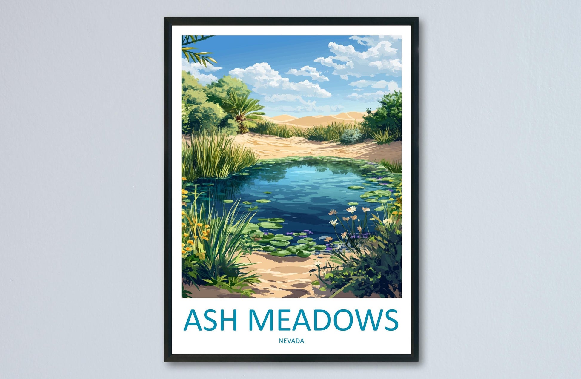 Ash Meadows Travel Print Ash Meadows Wall Decor Nevada Ash Meadows Art Ash Meadows Wall Art Nevada Poster Gift Ash Meadows Art Nevada Poster