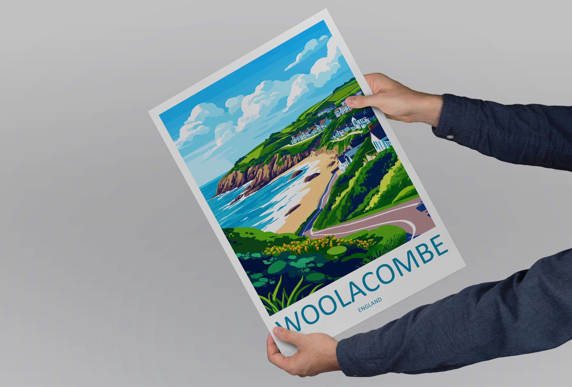 Woolacombe Travel Print Wall Art Woolacombe Wall Hanging Home Decor Woolacombe Gift Art Lovers Wall Art Devon Travel Art