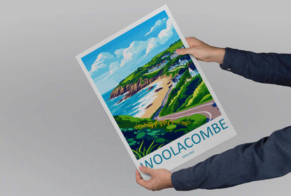 Woolacombe Travel Print Wall Art Woolacombe Wall Hanging Home Decor Woolacombe Gift Art Lovers Wall Art Devon Travel Art