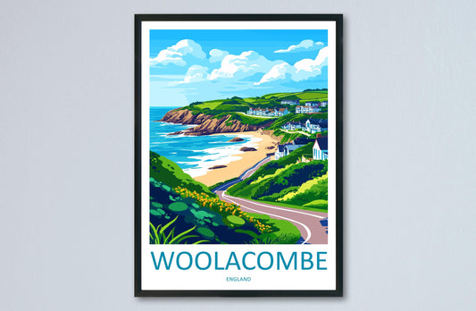 Woolacombe Travel Print Wall Art Woolacombe Wall Hanging Home Decor Woolacombe Gift Art Lovers Wall Art Devon Travel Art