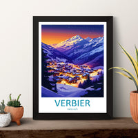 Verbier Travel Print Wall Art Verbier Wall Hanging Home Décor Verbier Gift Art Lovers Ski Art Lover Gift Verbier Print Skiing Art Poster