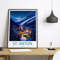 St. Anton Travel Print Wall Art St. Anton Wall Hanging Home Décor St. Anton Gift Art Lovers Ski Art Lover Gift St. Anton Print Skiing Print