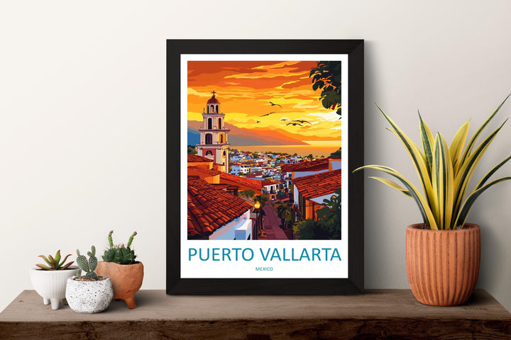 Puerto Vallarta Travel Print Wall Art Puerto Vallarta Wall Hanging Home Decor Puerto Vallarta Gift Art Lovers Wall Art Print Art Mexico Art